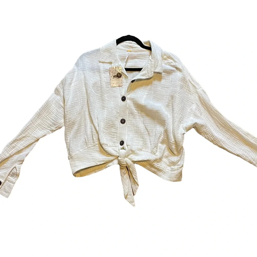 NWT | Free People | Button Down Front Tie Shirt